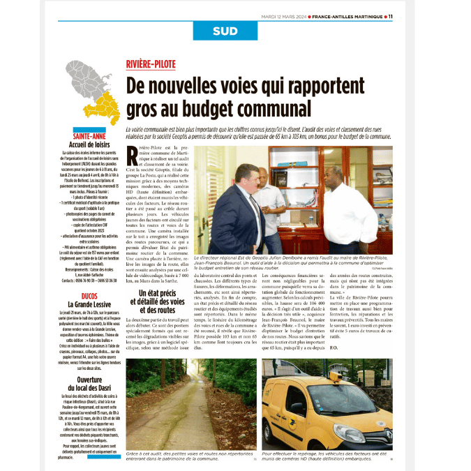 L'inventaire et qualification des voies de Rivière-Pilote a permis d'identifier près de 40 km de linéaire de voirie non recensés